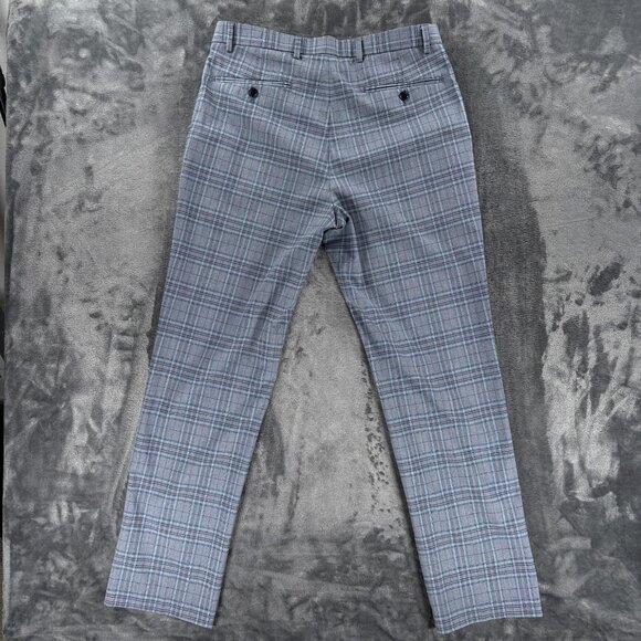$95 Tommy Hilfiger Mens TH FlTommy Hilex Tate Plaid Dress Pants Black Grey 33X32 - Picture 2 of 9